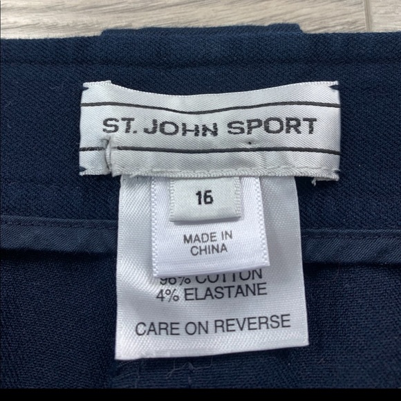 St. John Sport Navy Cotton High Waisted Wide Leg Trouser Pants - Picture 6 of 10